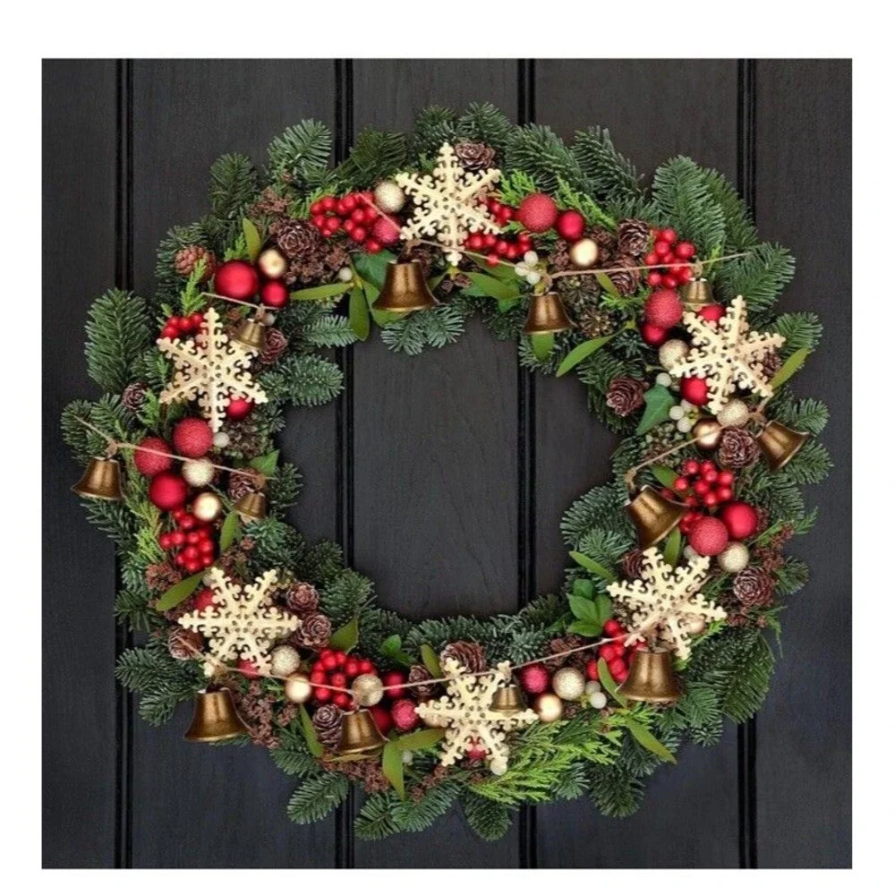 Christmas Decorations -Bells Christmas Garland-Rustic Bells Garland Banner 5.9ft